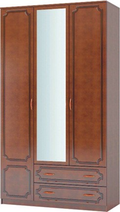 Шкаф трехстворчатый Лак ШР-3 (Орех) с зеркалом в Одинцово - изображение