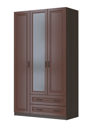 Трехстворчатый шкаф Кантри лак орех ШР-3, с 1 зеркалом в Одинцово - изображение