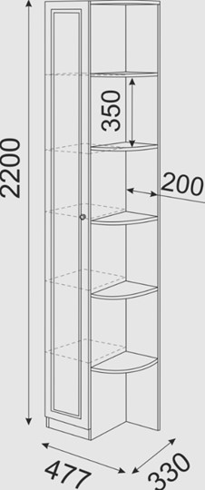 Угловой шкаф-стеллаж Беатрис М13 левый (Орех Гепланкт) в Одинцово - изображение 3
