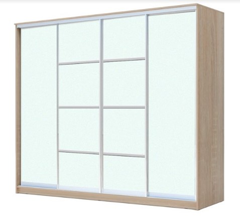 Шкаф 4-х дверный ХИТ 22-24/2-8888, с матовым стеклом, разделительные планки х2, Дуб сонома в Одинцово - изображение