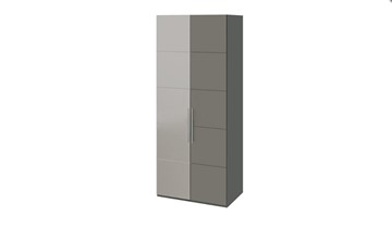 Распашной шкаф Наоми с 1 зеркальной левой дверью, цвет Фон серый, Джут СМ-208.07.04 L в Одинцово