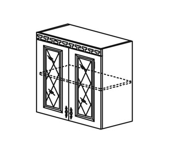 Шкаф кухонный Веста настенный двухдверный с полкой со вставкой из стекла 718*800*323мм в Москве