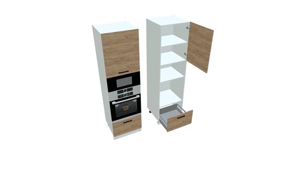 Кухонный шкаф-пенал П7 3, Дуб крафт/Белый в Серпухове - изображение