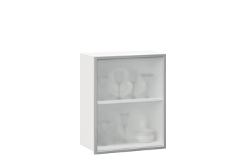 Кухонный шкаф 600, Шервуд, со стеклом правый, ЛД 281.352.000.116, белый/серый в Подольске