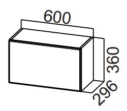 Кухонный навесной шкаф Стайл, ШГ600/360 горизонтальный, МДФ в Химках