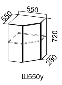 Кухонный навесной шкаф угловой, Модус, Ш550у/720, цемент темный в Подольске - предосмотр