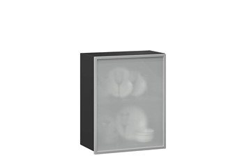 Шкаф кухонный 600, Шервуд, со стеклом правый ЛД 281.352.000.028, серый/черный в Одинцово