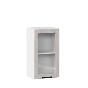 Кухонный шкаф 400 со стеклом Джамис ЛД 296.320.000.018, Белый/Белый камень в Москве