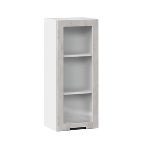 Кухонный шкаф 400 высокий со стеклом Джамис ЛД 296.420.000.026, Белый/Белый камень в Подольске