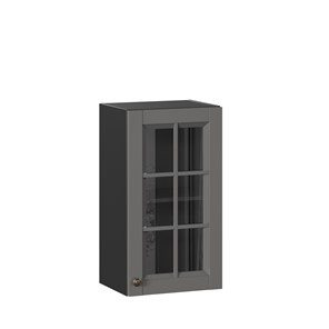 Кухонный навесной шкаф Амели-3 400 со стеклом ЛД 299.320.000.026, Черный/Оникс серый в Подольске