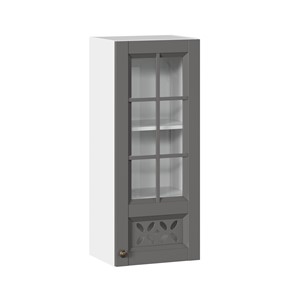 Шкаф настенный Амели-3 400 высокий со стеклом ЛД 299.420.000.040, Белый/Оникс серый в Подольске