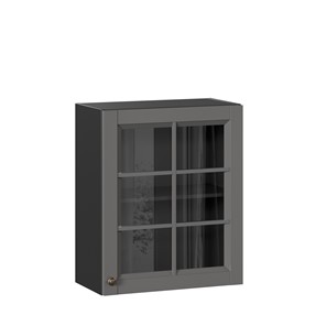 Шкаф навесной Амели-3 600 со стеклом ЛД 299.350.000.032, Черный/Оникс серый в Одинцово