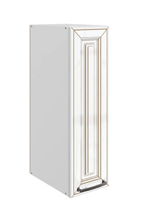 Шкаф навесной Атланта L200 H720 (1 дв. гл.) эмаль (белый/белый глянец патина золото) в Москве - изображение