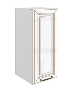 Навесной кухонный шкаф Атланта L300 Н720 (1 дв. гл.) эмаль (белый/белый глянец патина золото) в Одинцово