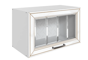 Шкаф кухонный Атланта L600 Н360 (1 дв. рам.) эмаль (белый/белый глянец патина золото) в Подольске - предосмотр
