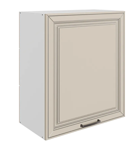 Кухонный навесной шкаф Атланта L600 Н720 (1 дв. гл.) эмаль (белый/сливки патина платина) в Подольске