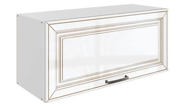 Навесной кухонный шкаф Атланта L800 Н360 (1 дв. гл.) эмаль (белый/белый глянец патина золото) в Химках