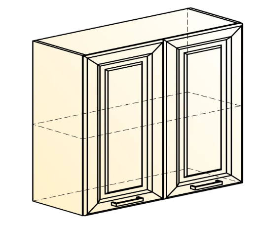 Кухонный навесной шкаф Атланта L800 Н720 (2 дв. гл.) эмаль (белый/белый глянец патина золото) в Москве - изображение 1