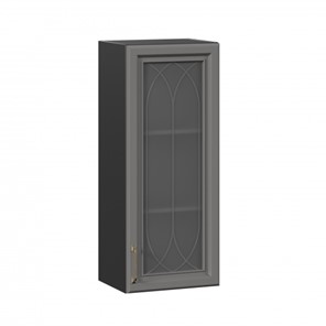 Настенный шкаф Джелатто 400 высокий со стеклом ЛД 241.420.000.152, Черный/Оникс серый в Подольске