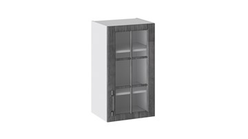Навесной шкаф Прованс (Белый глянец/Санторини темный) со стеклом В_72-40_1ДРс в Одинцово