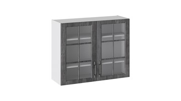 Кухонный шкаф Прованс (Белый глянец/Санторини темный) со стеклом В_72-90_2ДРс в Одинцово