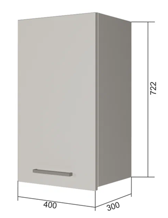 Навесной кухонный шкаф В7 40, Сатин/Белый в Одинцово - изображение