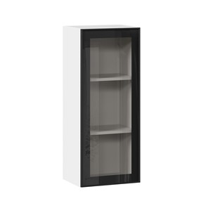 Кухонный навесной шкаф высокий со стеклом 400 Индиго ЛД 298.420.000.026, Белый/Чёрный в Подольске