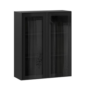 Шкаф кухонный высокий со стеклом 800 Индиго ЛД 298.460.000.156, Чёрный/Чёрный в Подольске - предосмотр