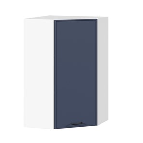 Шкаф угловой настенный высокий Индиго ЛД 298.620.000.117, Белый/Тёмно-синий в Серпухове