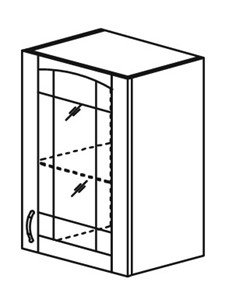 Кухонный шкаф Кантри настенный однодверный с полкой со вставкой из стекла 718*500*320мм в Подольске