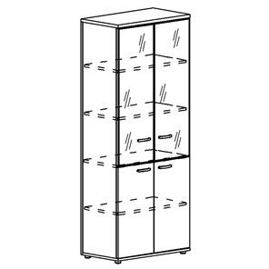 Шкаф для документов Albero, со стеклянными дверьми в рамке (задняя стенка ДСП) (78х36,4х193) в Подольске