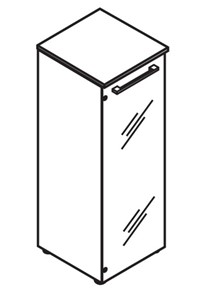 Шкаф средний  со стеклянной дверцей MORRIS Дуб Базель/Белый MMC 42 (429х423х1188) в Москве - предосмотр 2