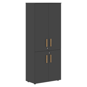 Широкий шкаф высокий FORTA Черный Графит FHC 80.2(Z) (798х404х1965) в Одинцово