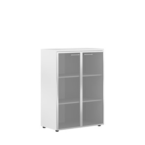 Шкаф средний со стеклянными  дверьми XTEN Белый  XMC 85.7 (850х410х1165) в Одинцово