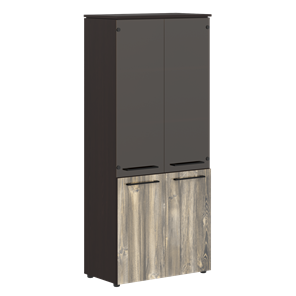 Шкаф колонка со стеклянными и глухими дверями MORRIS  Дуб Базель/Венге Магия MHC 85.2 (854х423х1956) в Одинцово
