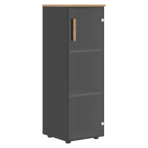 Средний шкаф колонна со стеклянной дверью правой FORTA Графит-Дуб Гамильтон  FMC 40.2 (R) (399х404х801) в Одинцово