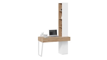 Компьютерный стол со шкафом комбинированным Порто СМ-393.15.012 (Белый жемчуг/Яблоня беллуно/Белый софт) в Подольске