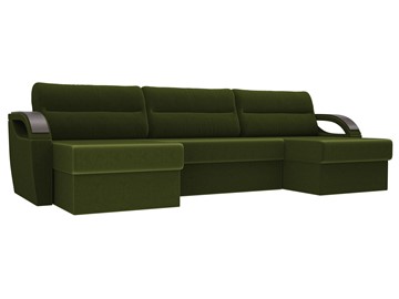 Большой П-образный диван Форсайт, Зеленый (микровельвет) в Москве