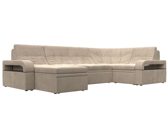П-образный диван Лига-035, Бежевый (велюр) в Одинцово - изображение