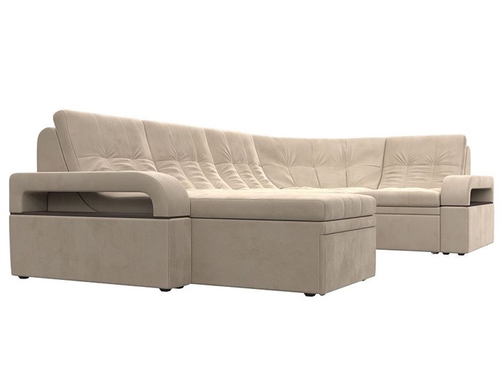 П-образный диван Лига-035, Бежевый (велюр) в Одинцово - изображение 6