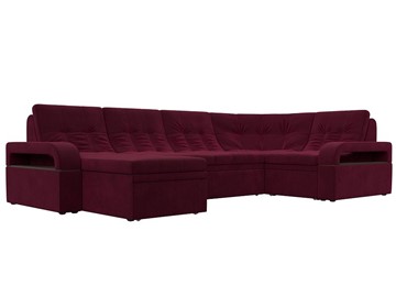 П-образный диван Лига-035, Бордовый (Микровельвет) в Химках