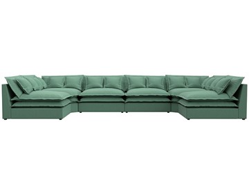 Большой П-образный диван Лига-040, Амур зеленый (рогожка) в Подольске - предосмотр 1