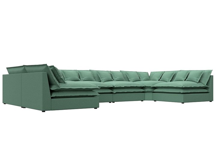 Большой П-образный диван Лига-040, Амур зеленый (рогожка) в Подольске - изображение 2
