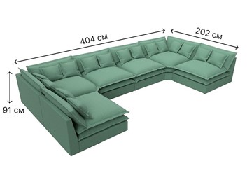 Большой П-образный диван Лига-040, Амур зеленый (рогожка) в Подольске - предосмотр 6