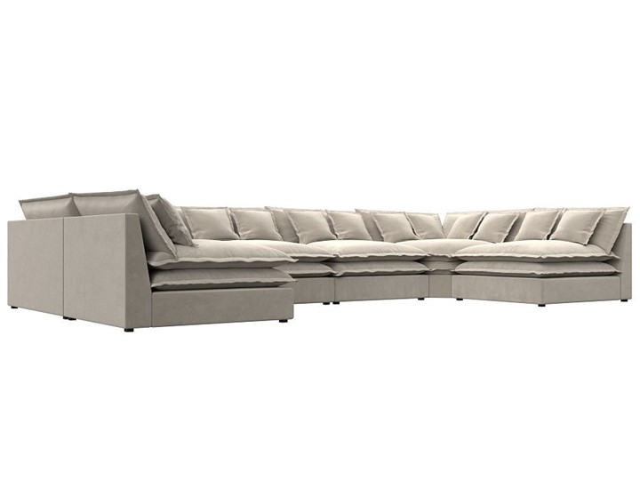 Большой П-образный диван Лига-040, Бежевый (микровельвет) в Одинцово - изображение 2