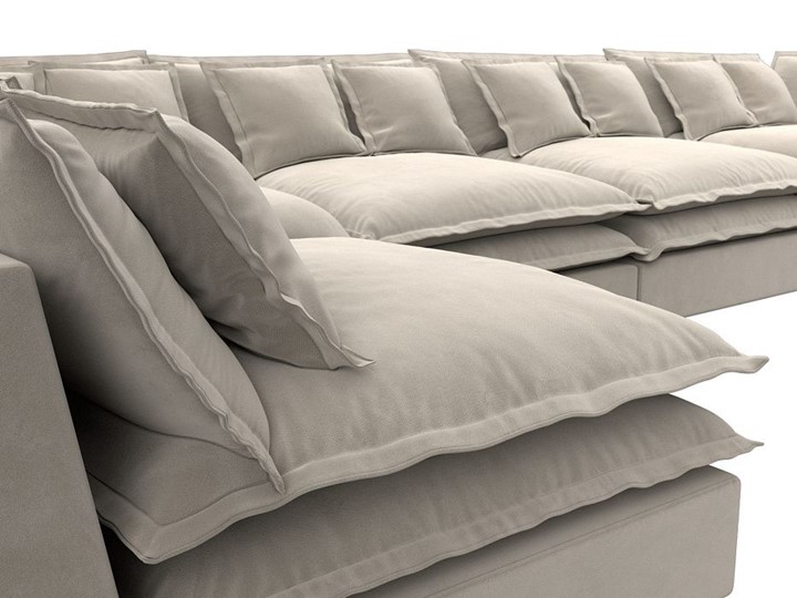 Большой П-образный диван Лига-040, Бежевый (микровельвет) в Одинцово - изображение 3