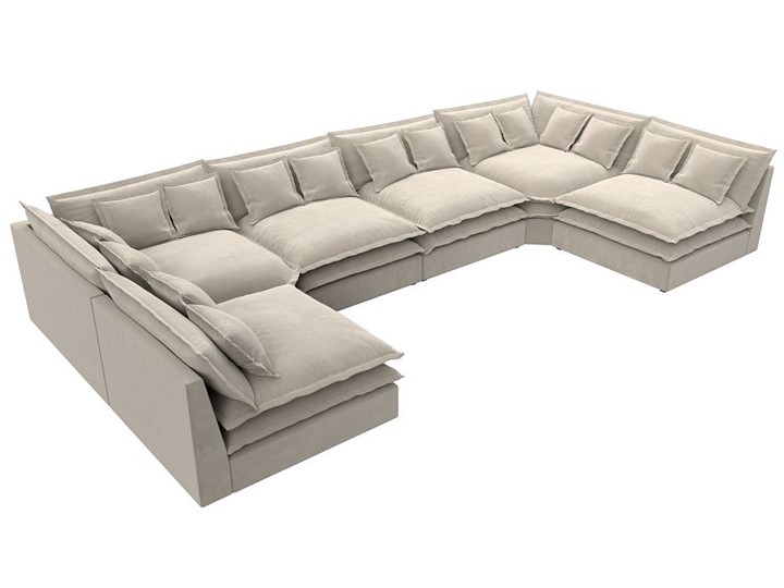 Большой П-образный диван Лига-040, Бежевый (микровельвет) в Одинцово - изображение 4