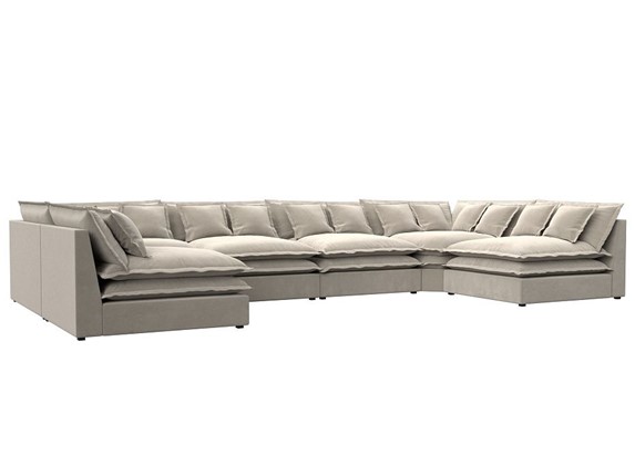 Большой П-образный диван Лига-040, Бежевый (микровельвет) в Одинцово - изображение