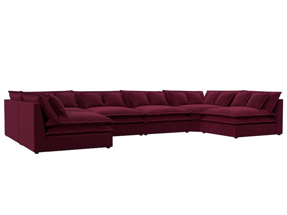 П-образный диван Лига-040, Бордовый (микровельвет) в Подольске - изображение