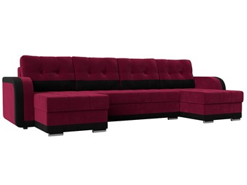 П-образный диван Марсель, Бордовый\Черный (Микровельвет) в Одинцово